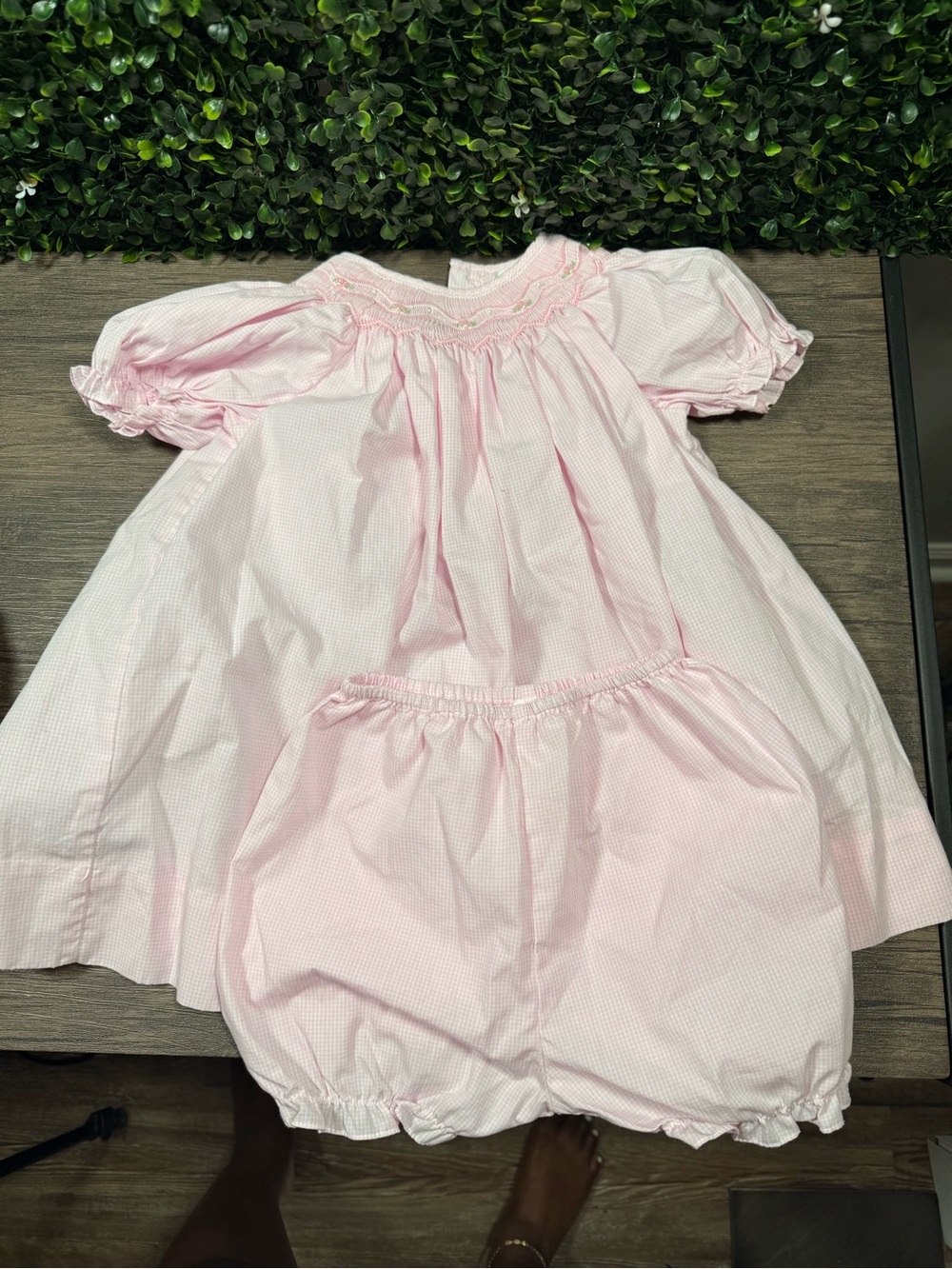 Petit Ami Light Pink Gingham Baby Top
